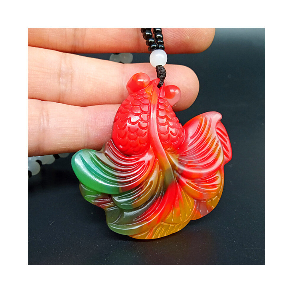 Chinese Hetian Jade Goldfish Pendant Necklace Charm Jewellery Accessories Hand-Carved Amulet for Women Her