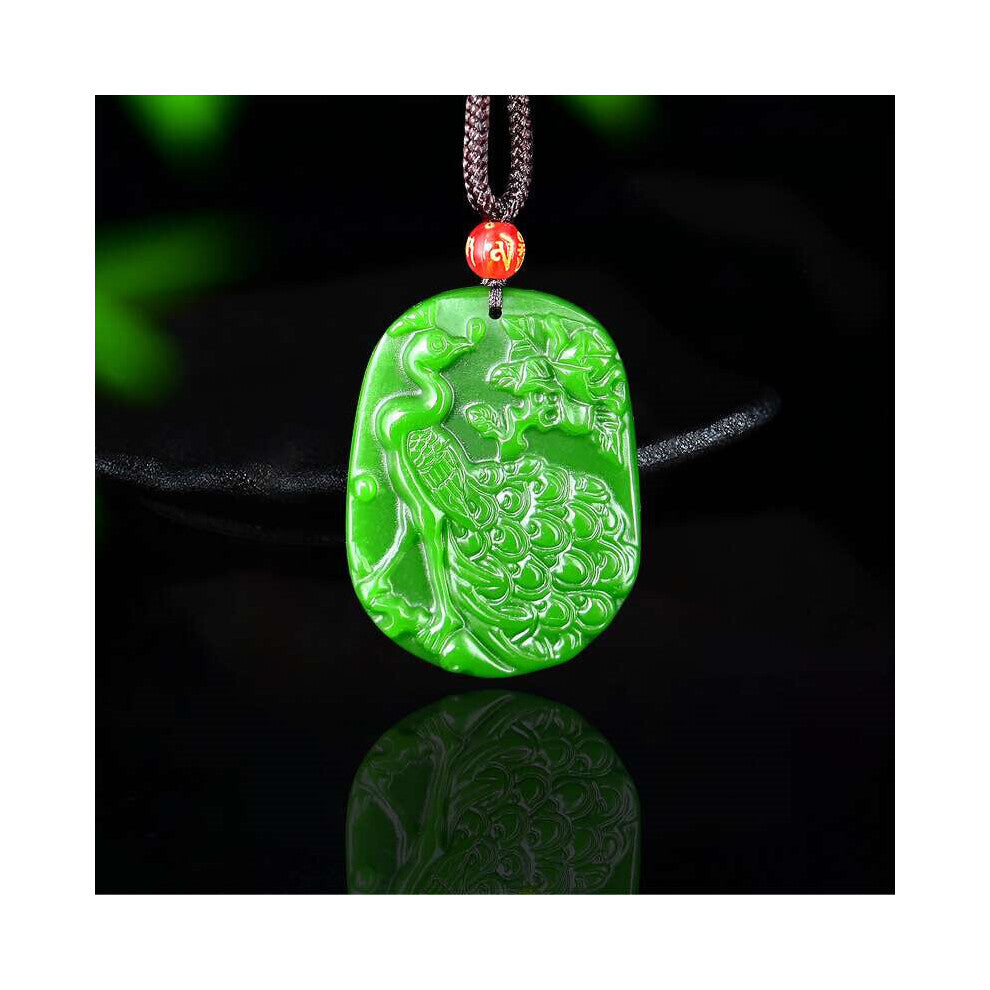 Jade Peacock Necklace Pendant for Women Man Amulet Natural Men Jadeite Vintage Gift Stone Accessories Jewelry