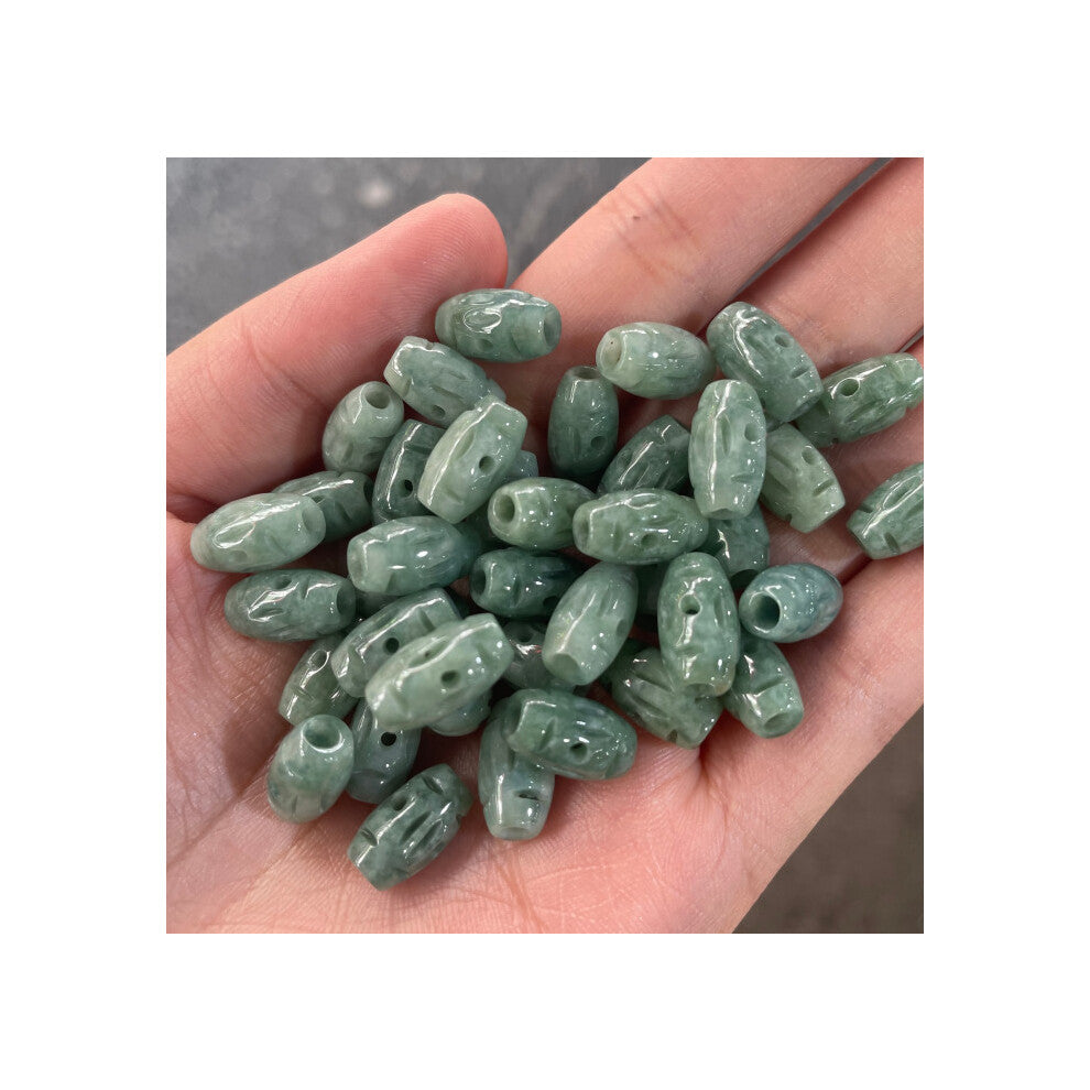 5PC Natural Youqing Emerald Hollowed Out Money Beads Bracelet DIY Accessories Bangle Jewellery Hand-Carved Luck Amulet