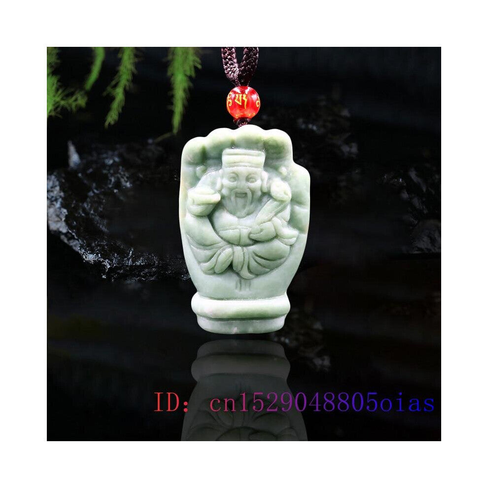Jade God of wealth Pendant Necklace Women Charm Natural Amulet Chinese Jewelry Carved Accessories