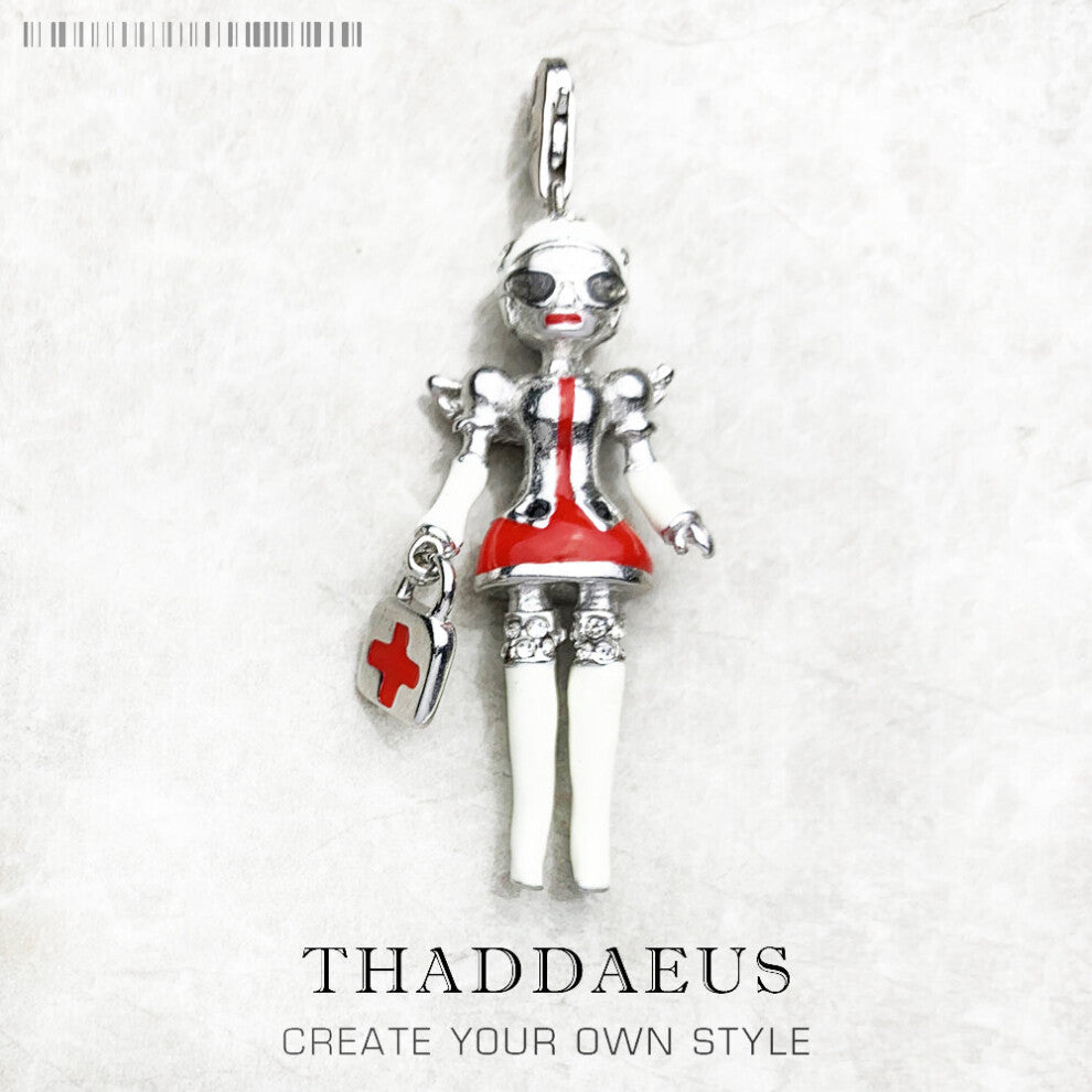 Pendant Female Nurses Doll,Brand Jewelry Europe Style 925 Sterling Silver Accessories Gift For Women