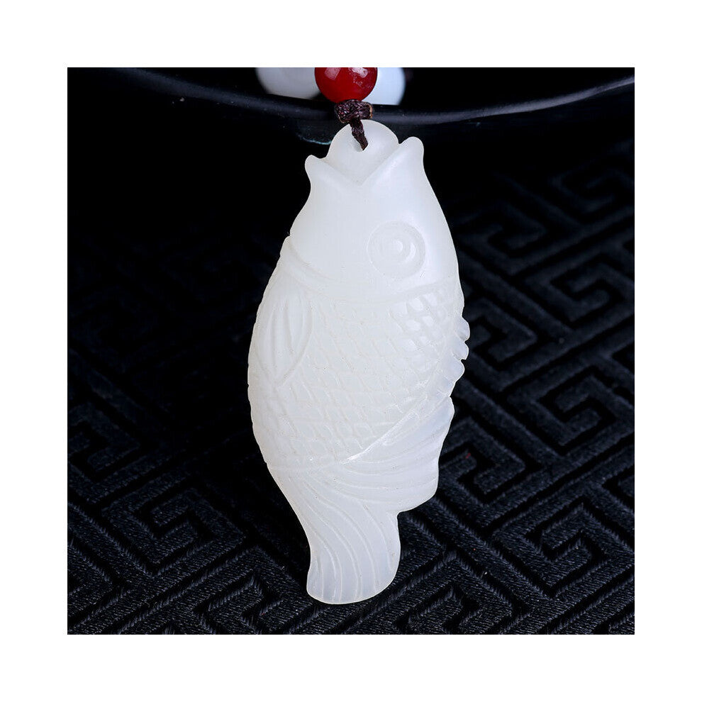 Natural Green Double-sided Carved Fish Jade Pendant Boutique Jewelry Men and Women Necklace Gift Accessories