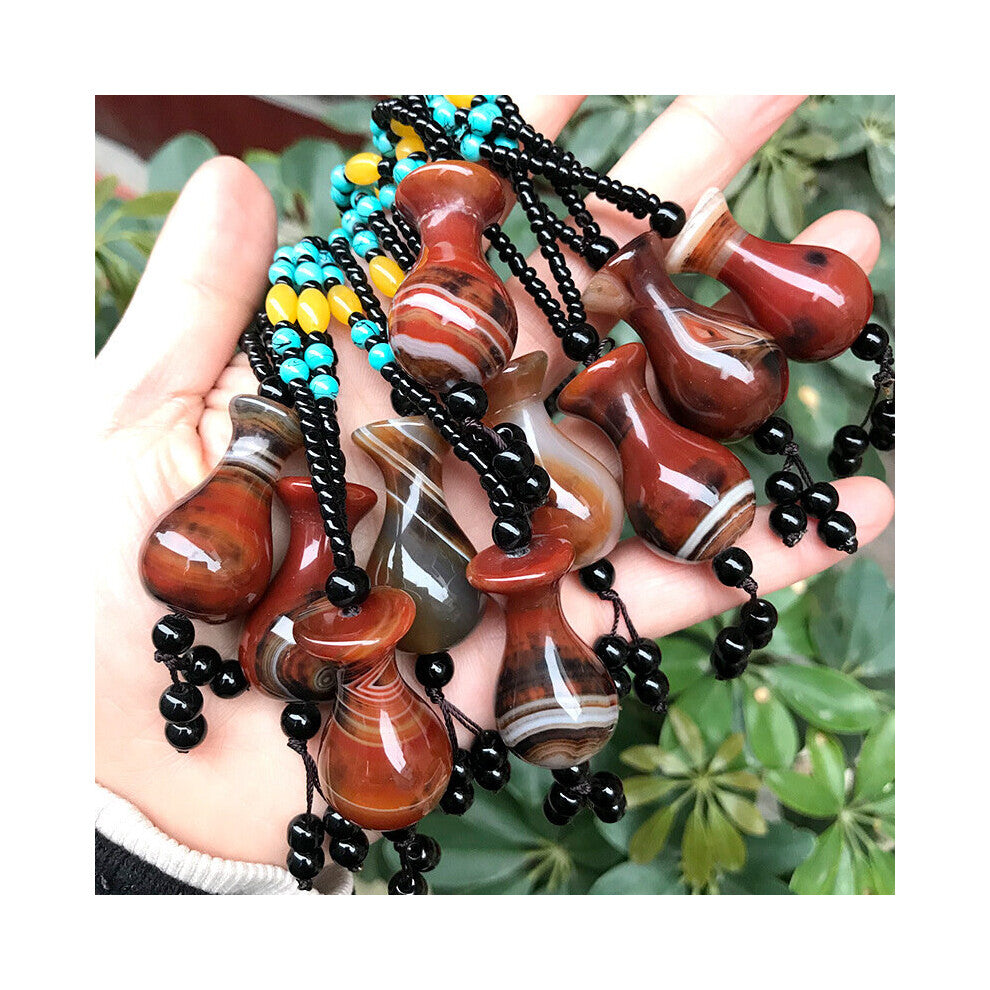 necklace women bijoux femme Rough Agate Pendant sardonyx rough Necklace vase Water drop sweater chain