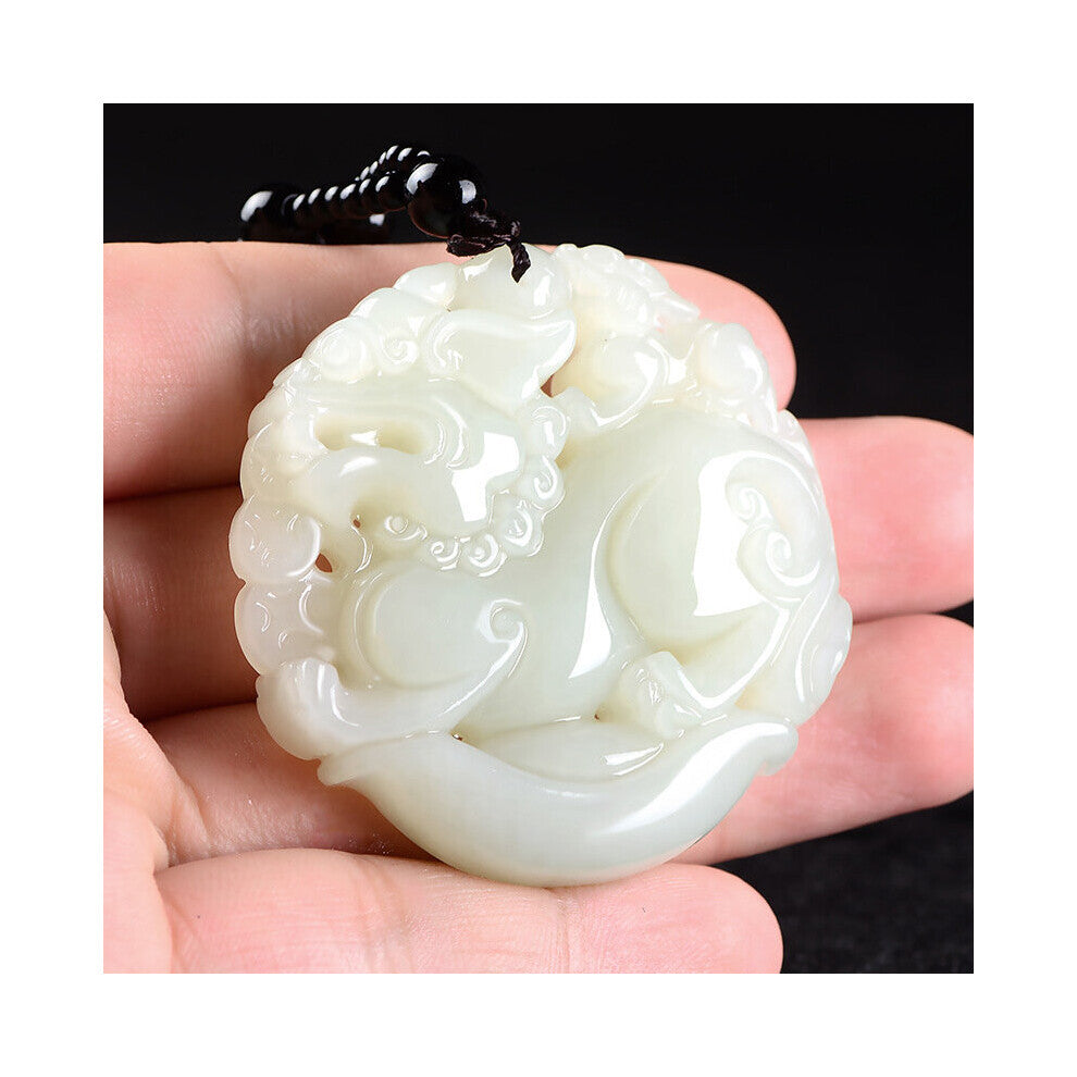 Natural Green Hand-carved Kylin Jade Pendant Boutique Jewelry Men and Women's Beast Necklace Gift Accessories