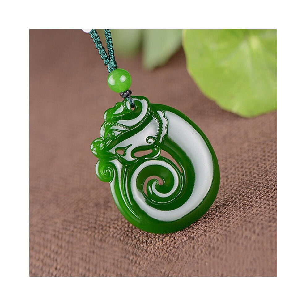 Natural Green Double-sided Hand-carved Dragon Jade Pendant Boutique Jewelry Men and Women Necklace Gift Accessories