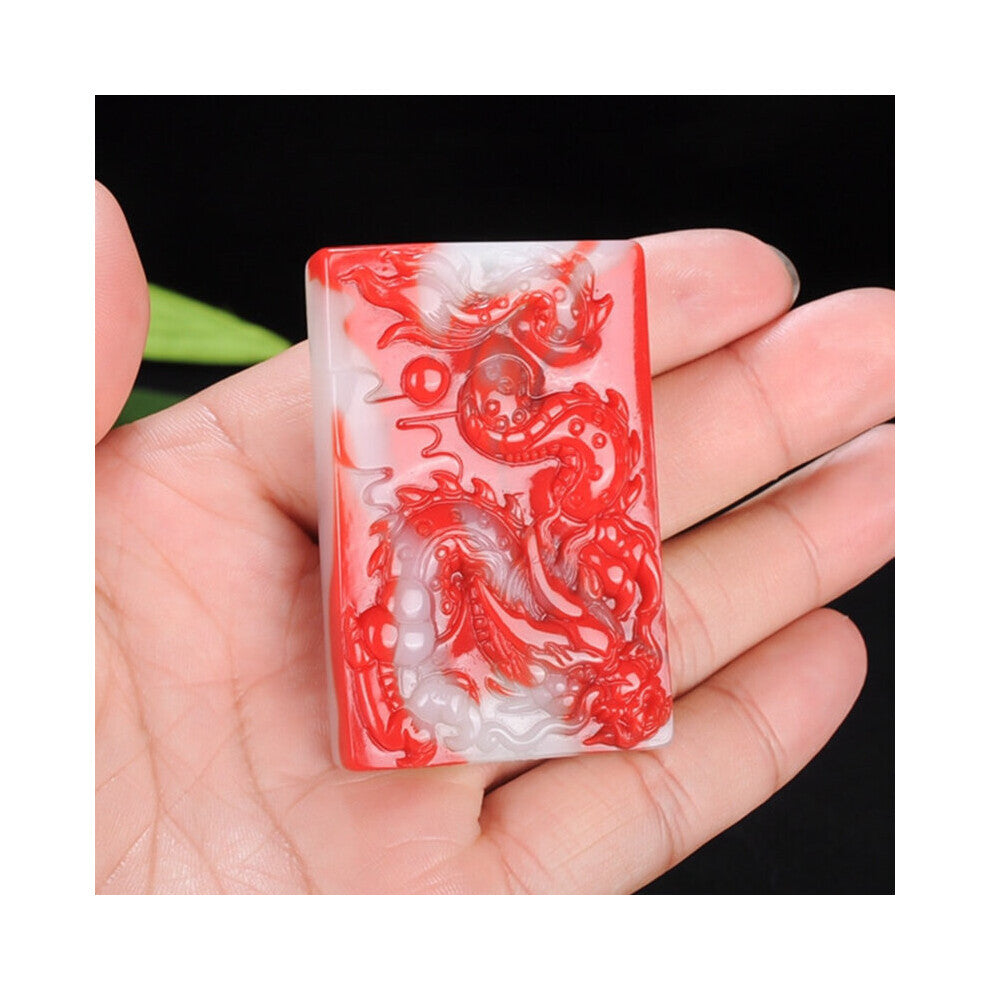 Natural Chicken Blood Jade Hand-carved Dragon Pendant Boutique Jewelry Men and Women Zodiac Dragon Necklace Accessories