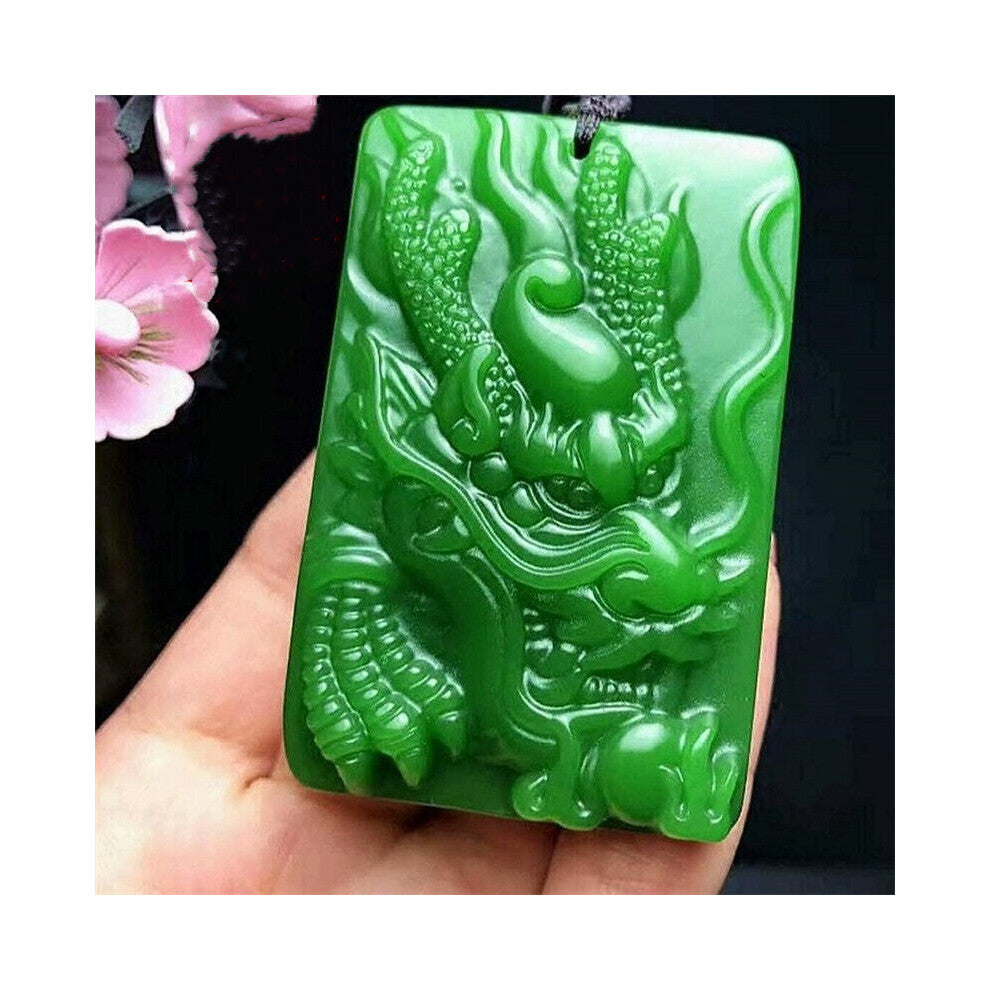 Natural Green Hand-carved Dragon Jade Pendant Boutique Jewelry Men and Women Zodiac Necklace Gift Accessories