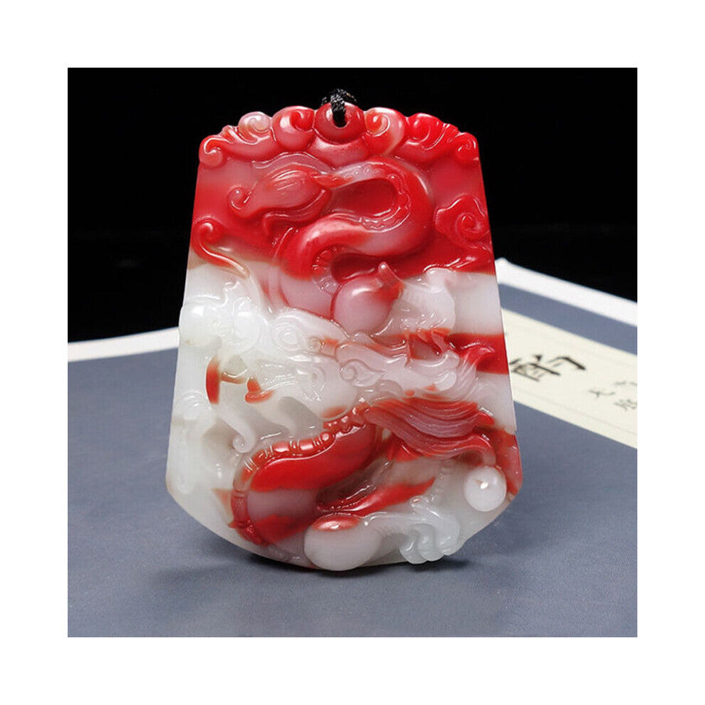 Natural Chicken Blood Jade Hand-carved Dragon Pendant Boutique Jewelry Men and Women Zodiac Dragon Necklace Accessories