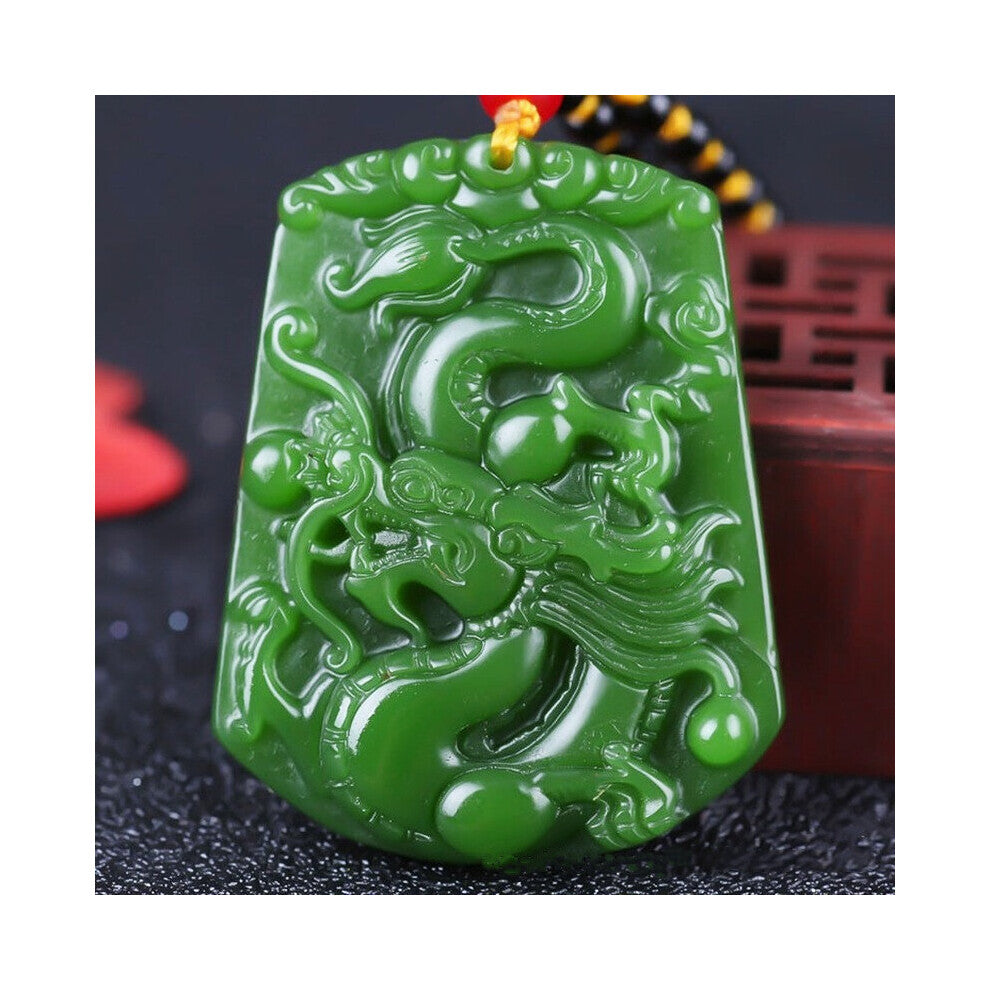 Natural Green Hand-carved Dragon Jade Pendant Boutique Jewelry Men and Women Zodiac Necklace Gift Accessories