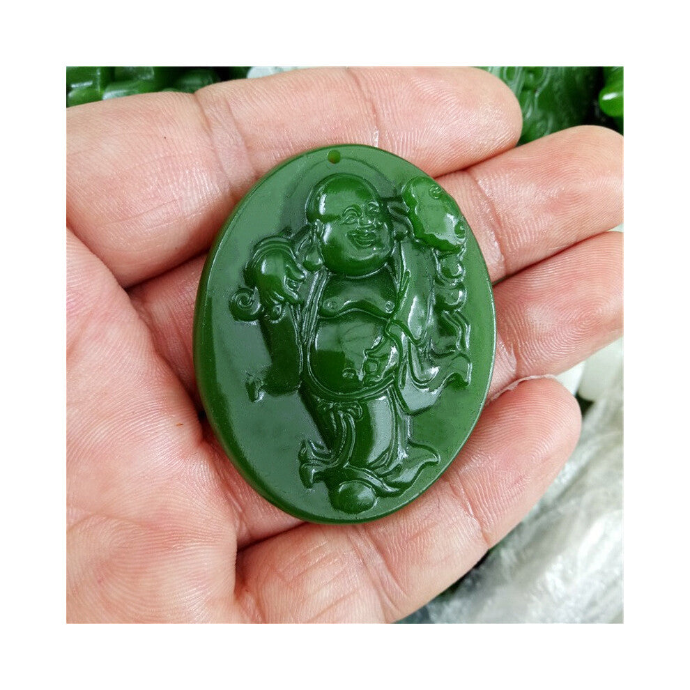 Natural Green Hand-carved Buddha Jade Pendant Boutique Jewelry Men and Women Maitreya Buddha Necklace Gift Accessories