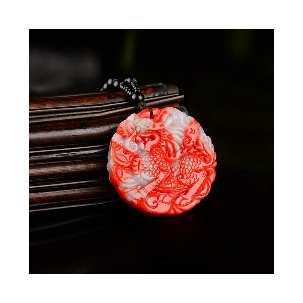 Natural Chicken Blood Jade Hand-carved Unicorn Pendant Boutique Jewelry Men's and Women's Beast Necklace Accessories