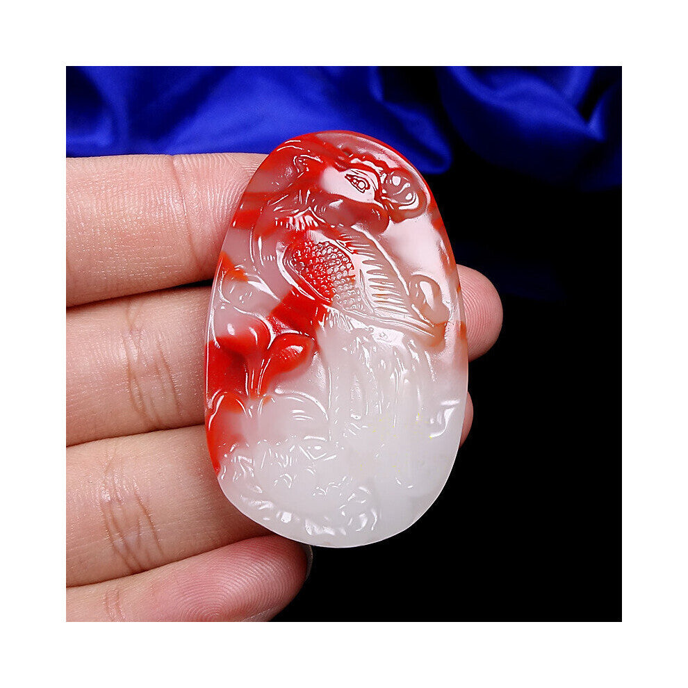 Natural Chicken Blood Hand-carved Phoenix Jade Pendant Boutique Jewelry Men and Women Necklace Gift Accessories