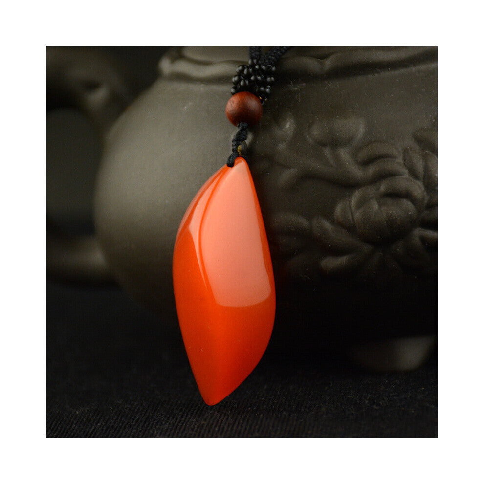 Natural Red Hand-carved Water Drop Jade Pendant Boutique Jewelry Men and Women Willow Leaf Necklace Gift Accessories