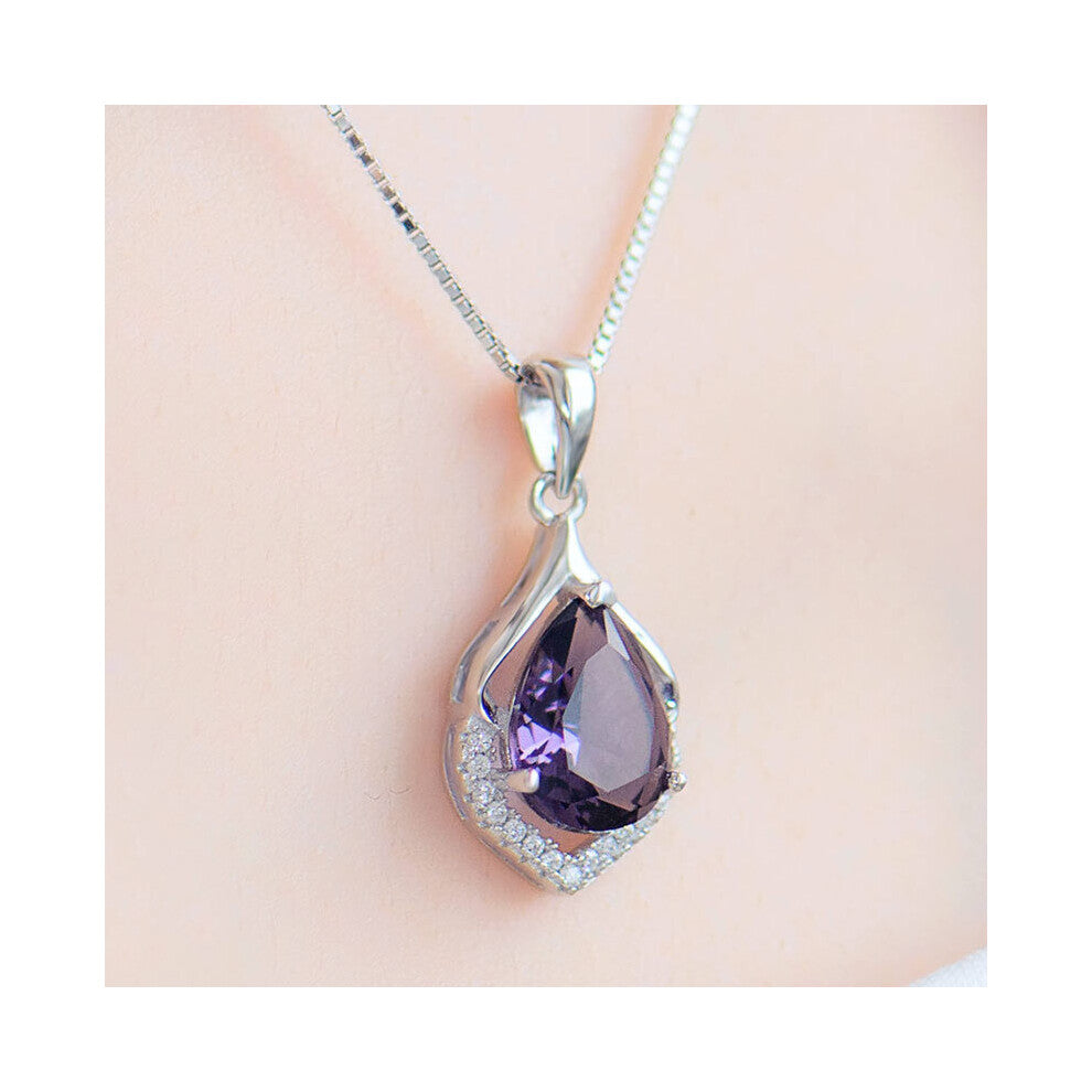 Natural Amethyst S925 Silver Necklace Female Pendants Clavicle Chain Accessories Peridot Gemstone Bizuteria Jewelry Pendants