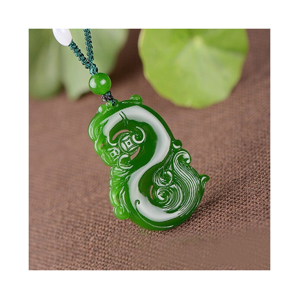 Natural Green Double-sided Hand-carved Dragon Jade Pendant Boutique Jewelry Men and Women Necklace Gift Accessories