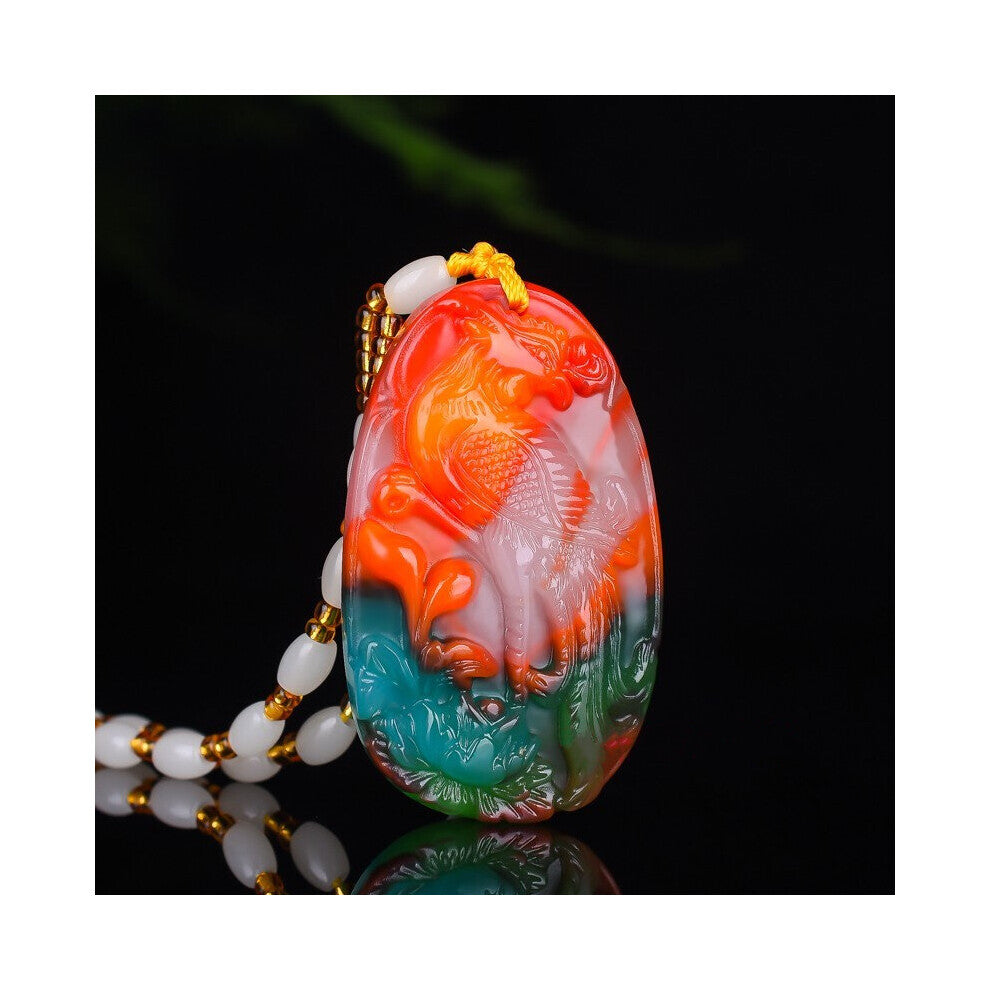 Natural Hand-carved Phoenix Jade Pendant Boutique Jewelry Men and Women Peacock Necklace Gift Accessories