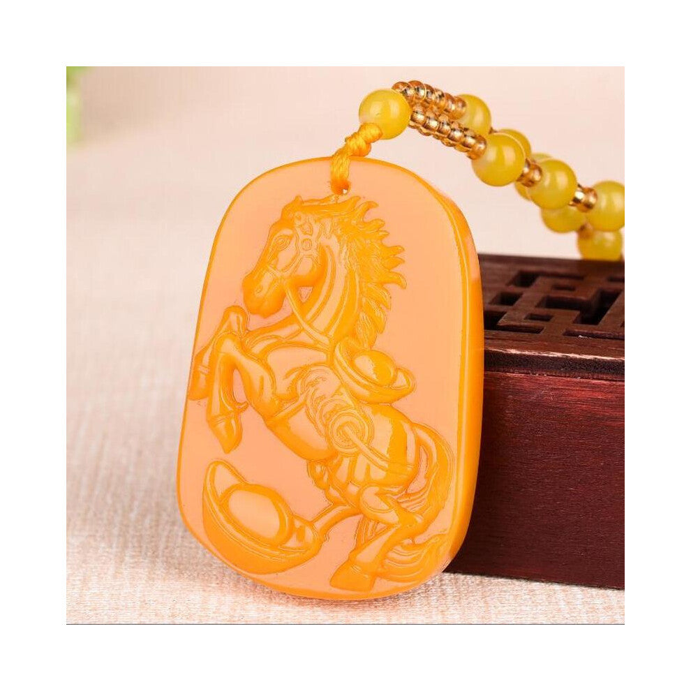 Natural Yellow Hand-carved Horse Jade Pendant Boutique Jewelry Men and Women Zodiac Horse Necklace Gift Accessories