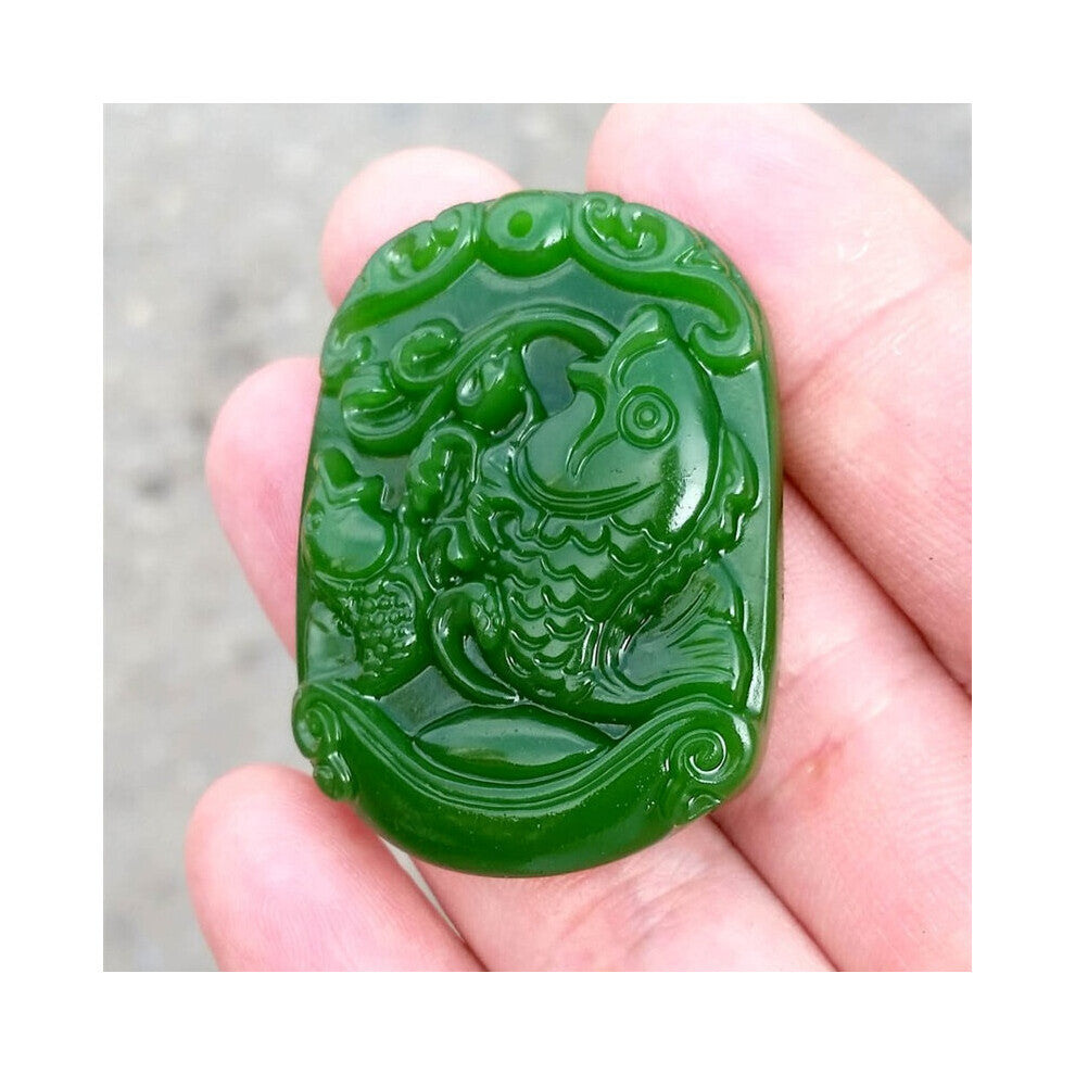 Natural Green Hand-carved Carp Jade Pendant Boutique Jewelry Men and Women Zodiac Necklace Gift Accessories