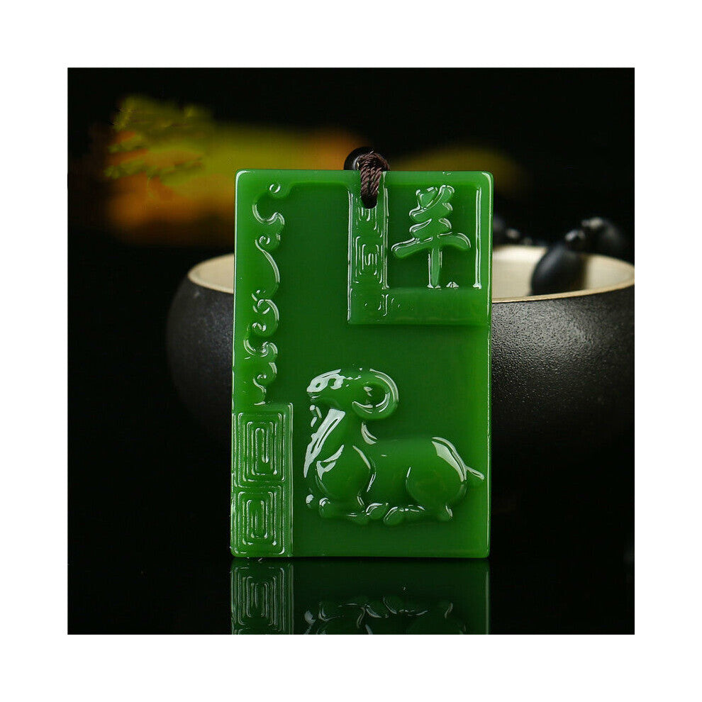 Natural Green Hand-carved Zodiac Sheep Pendant Boutique Jewelry Men and Women Zodiac Necklace Gift Accessories