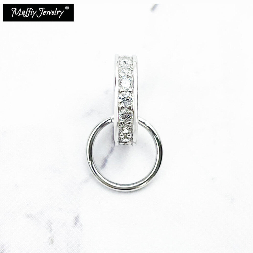 Pave Round Charms Carrier 925 Sterling Silver With Zirconia Fine Jewelry Accessories Fit Neckace Basic Classic Bijoux