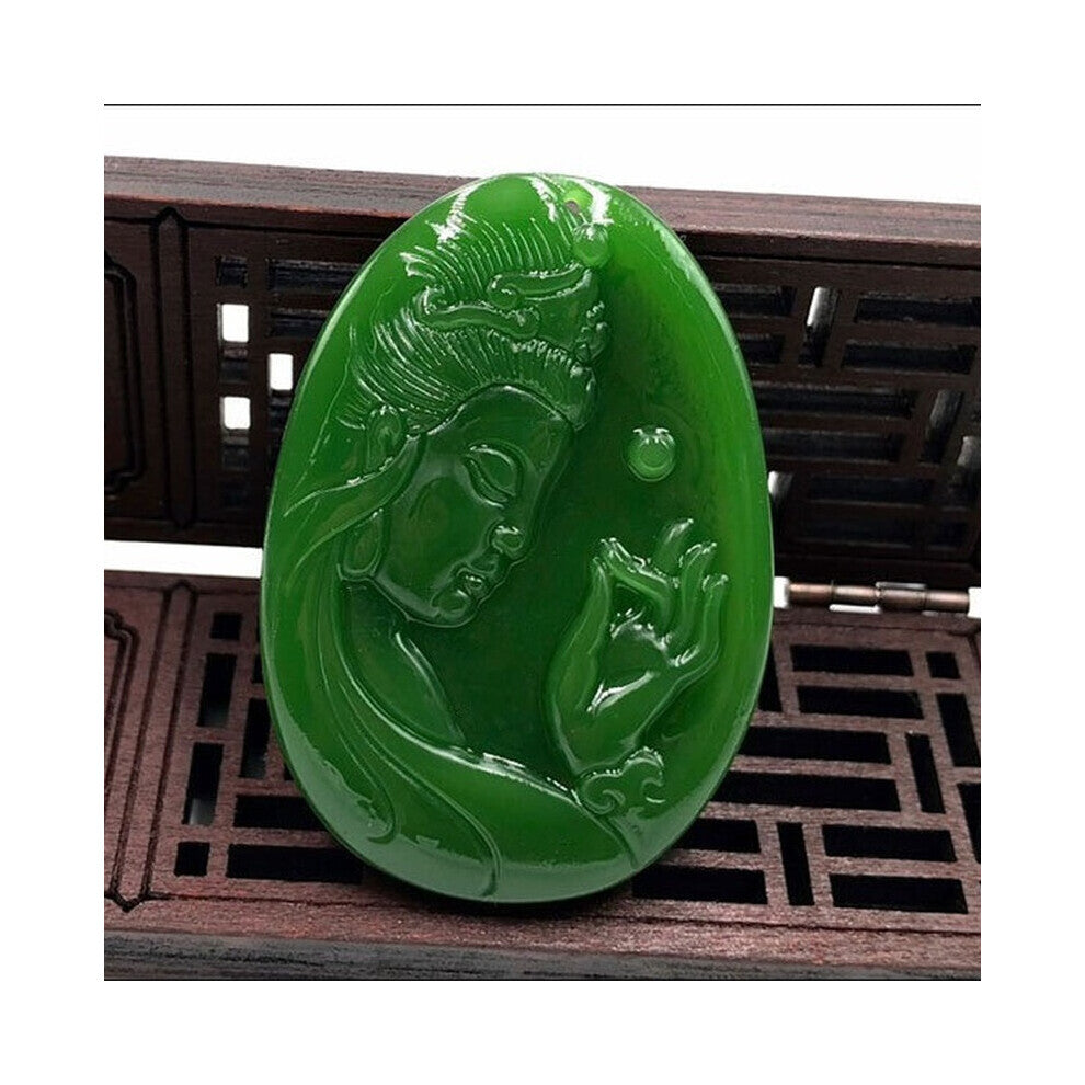 Natural Green Hand-carved Guanyin Jade Pendant Boutique Jewelry Men and Women Bodhisattva Necklace Gift Accessories