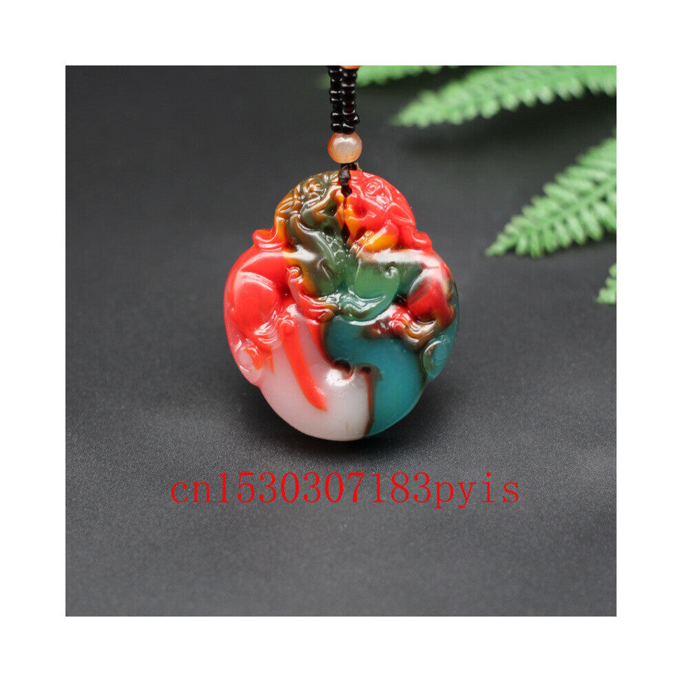 Chinese Natural Jade Pixiu Pendant Necklace Carved Charm Jadeite Jewelry Accessories Amulet for Men Women