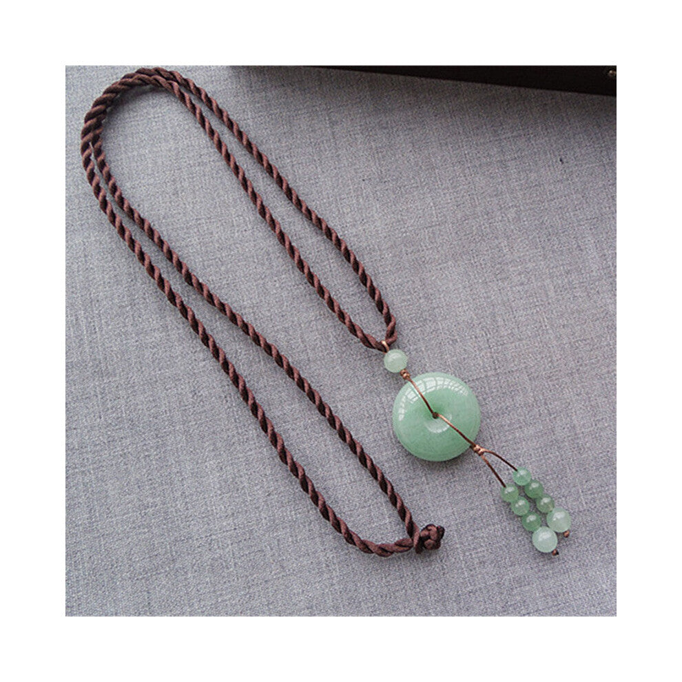 Drop Dongling Jade Safety Buckle Sweater Chain Nephrite Jade Necklace Pendant Winter Ladies Accessories