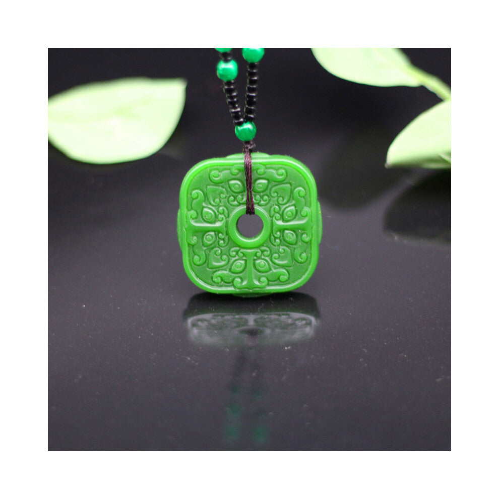 Natural Green Jade Pixiu Pendant Necklace Jewelry Double-sided Hollow Carved Charm Amulet Accessories Gift for Women Men