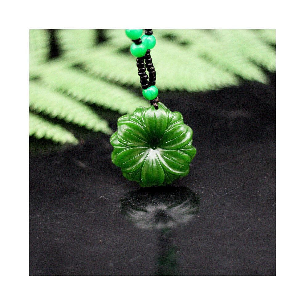 Natural Green Jade Sunflower Pendant Necklace Chinese Carved Charm Jewelry Accessories Amulet for Women Men