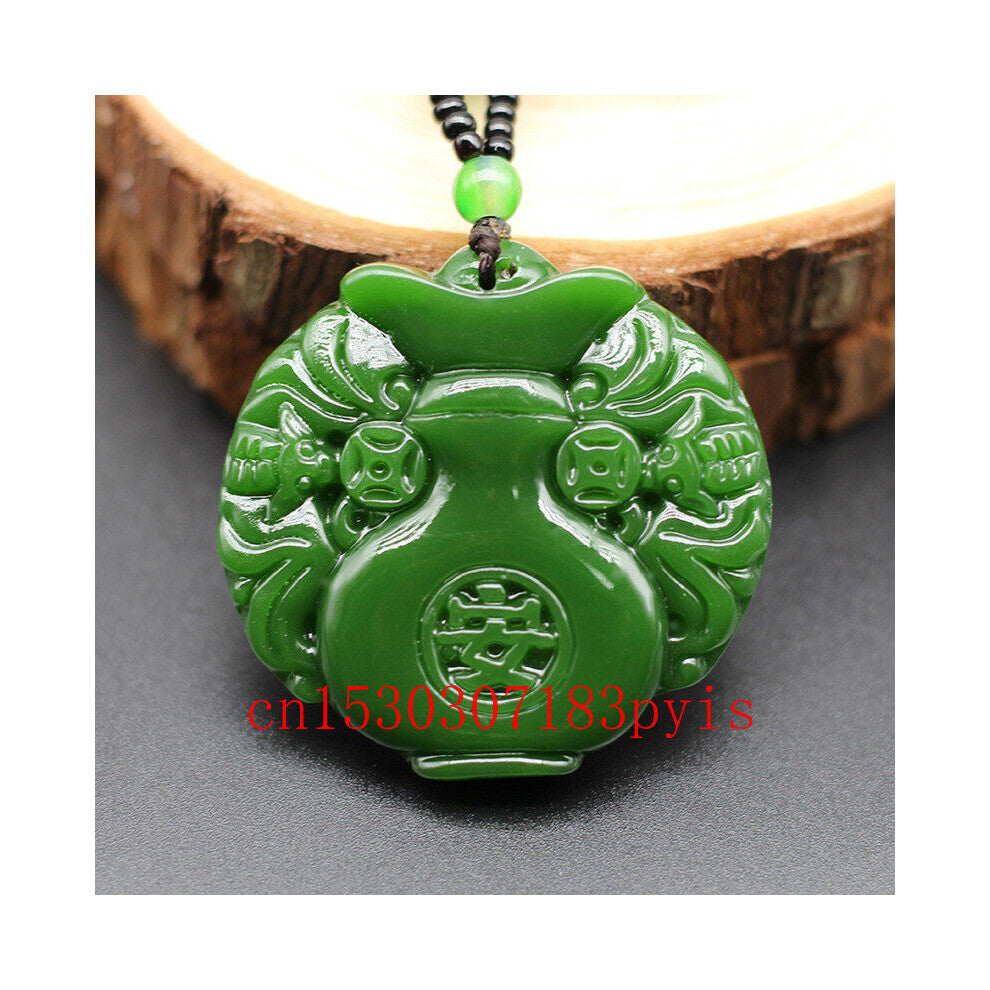 Natural Green Jade Vase Pendant Necklace Hand-Carved Charm Jadeite Jewelry Accessories Amulet for Men Women Lucky