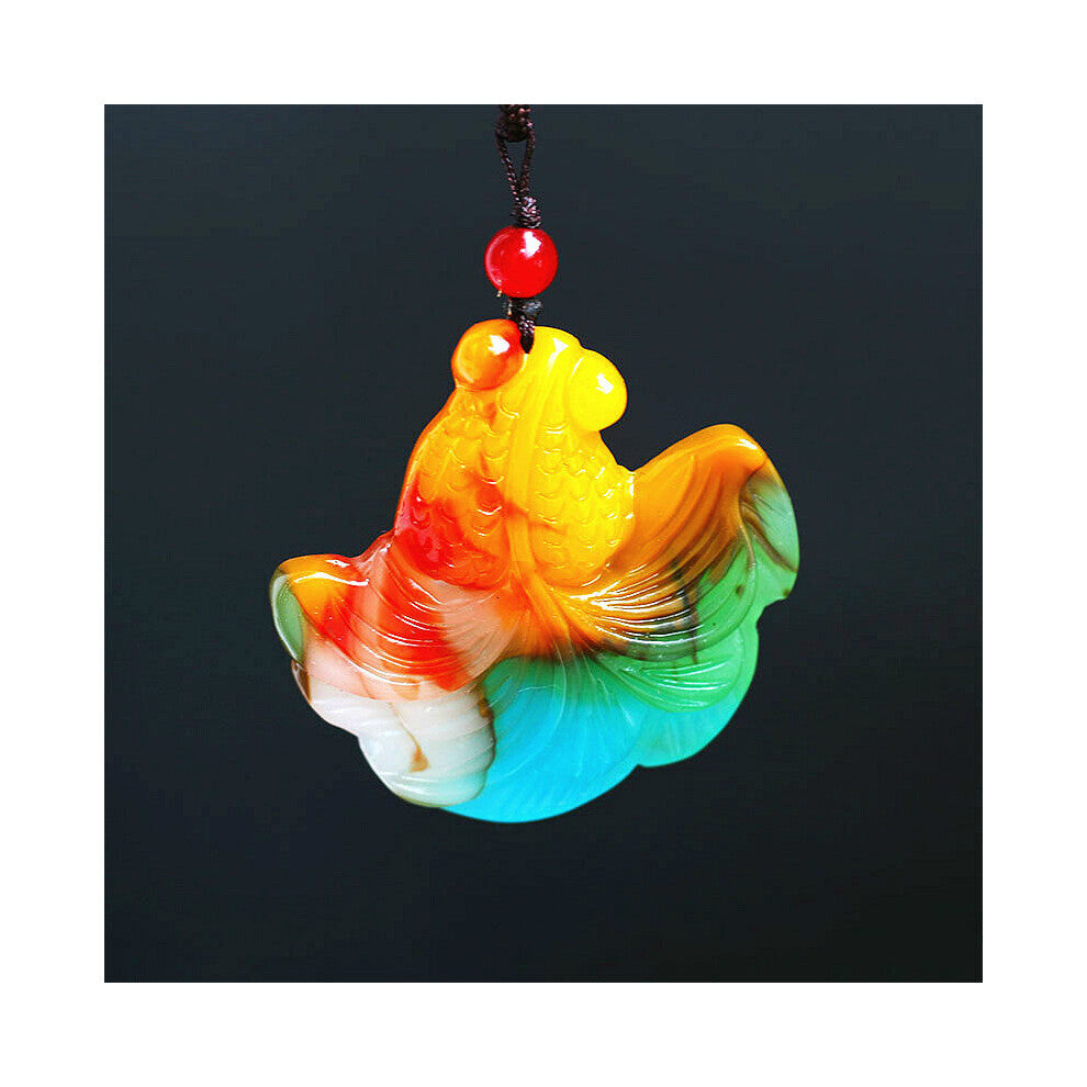 Natural Jade Goldfish Pendant Chinese Necklace Hand-Carved Charm Jewellery Accessories Amulet for Men Women