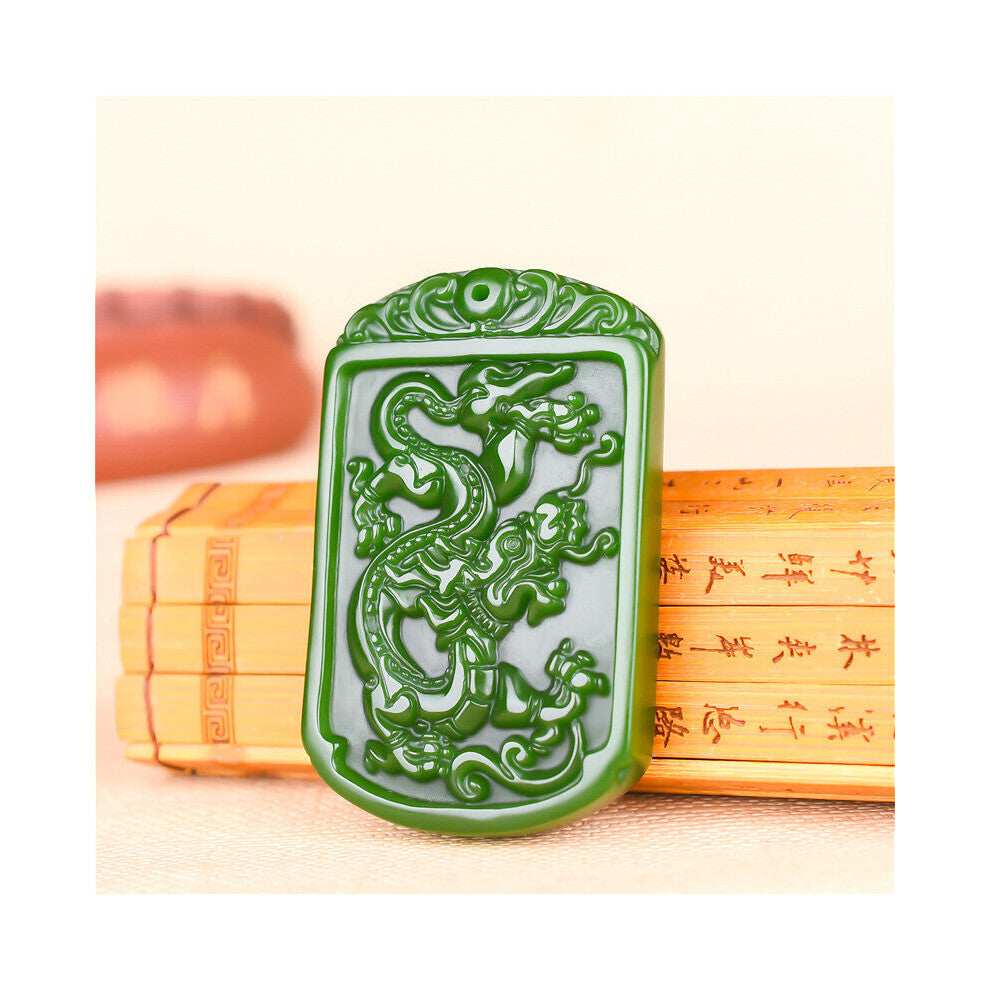 Fly Dragon Natural Green Jade Pendant Necklace Hand Carved Fine Charm Jewellery Amulet Accessories for Men Women