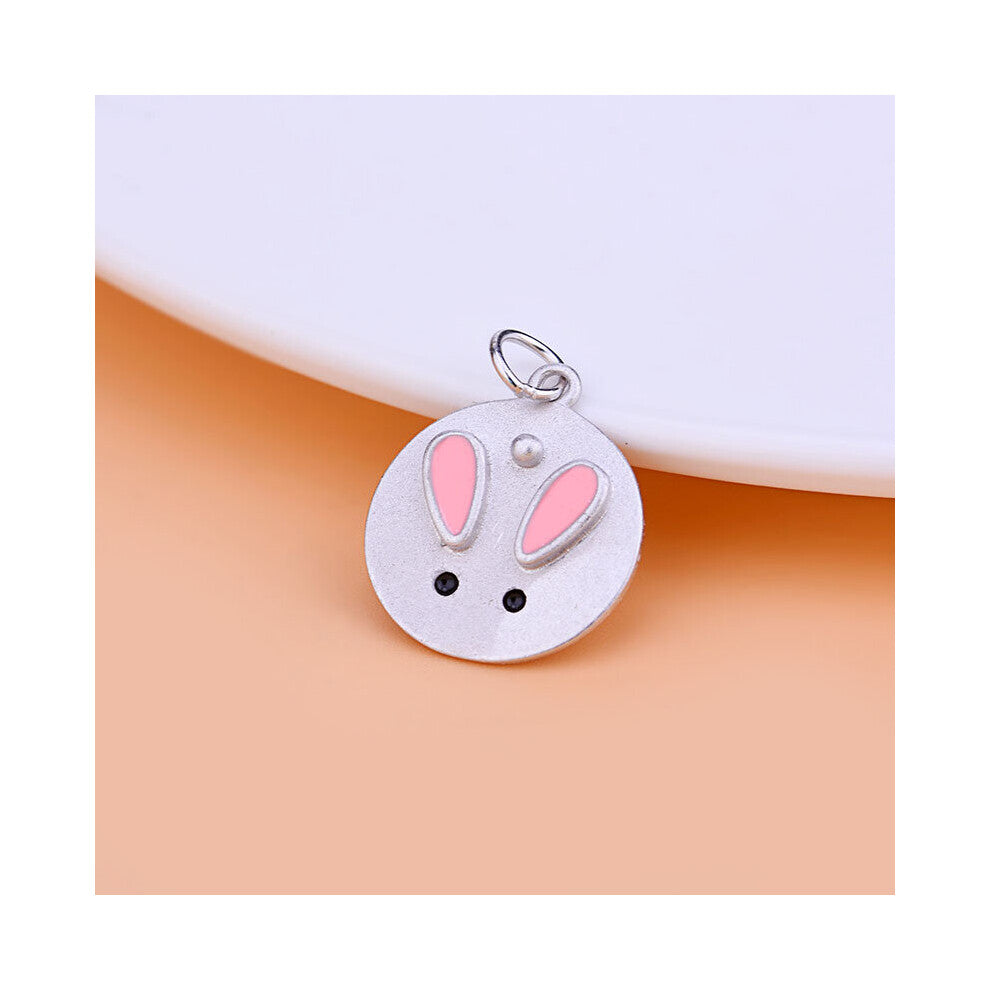 TrustDavis Real 925 Sterling Silver Round Rabbit Charms Pendant For Bracelet Necklace DIY Accessories Fine Jewelry HY152