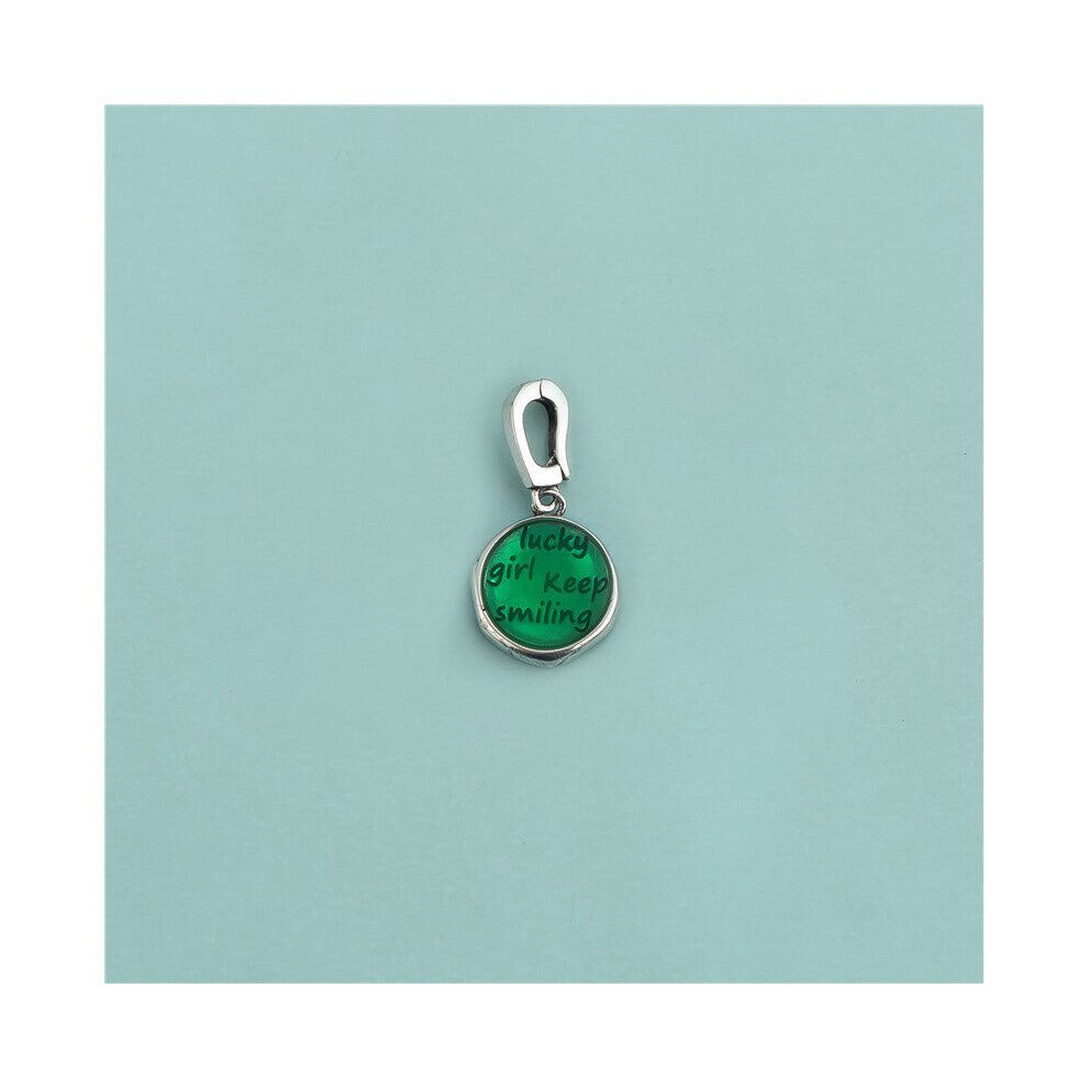 TrustDavis Real 925 Sterling Silver Sweet Colour Round Lucky Girl Pendant DIY Necklace Bracelet Accessories Fine Jewelry DZ635