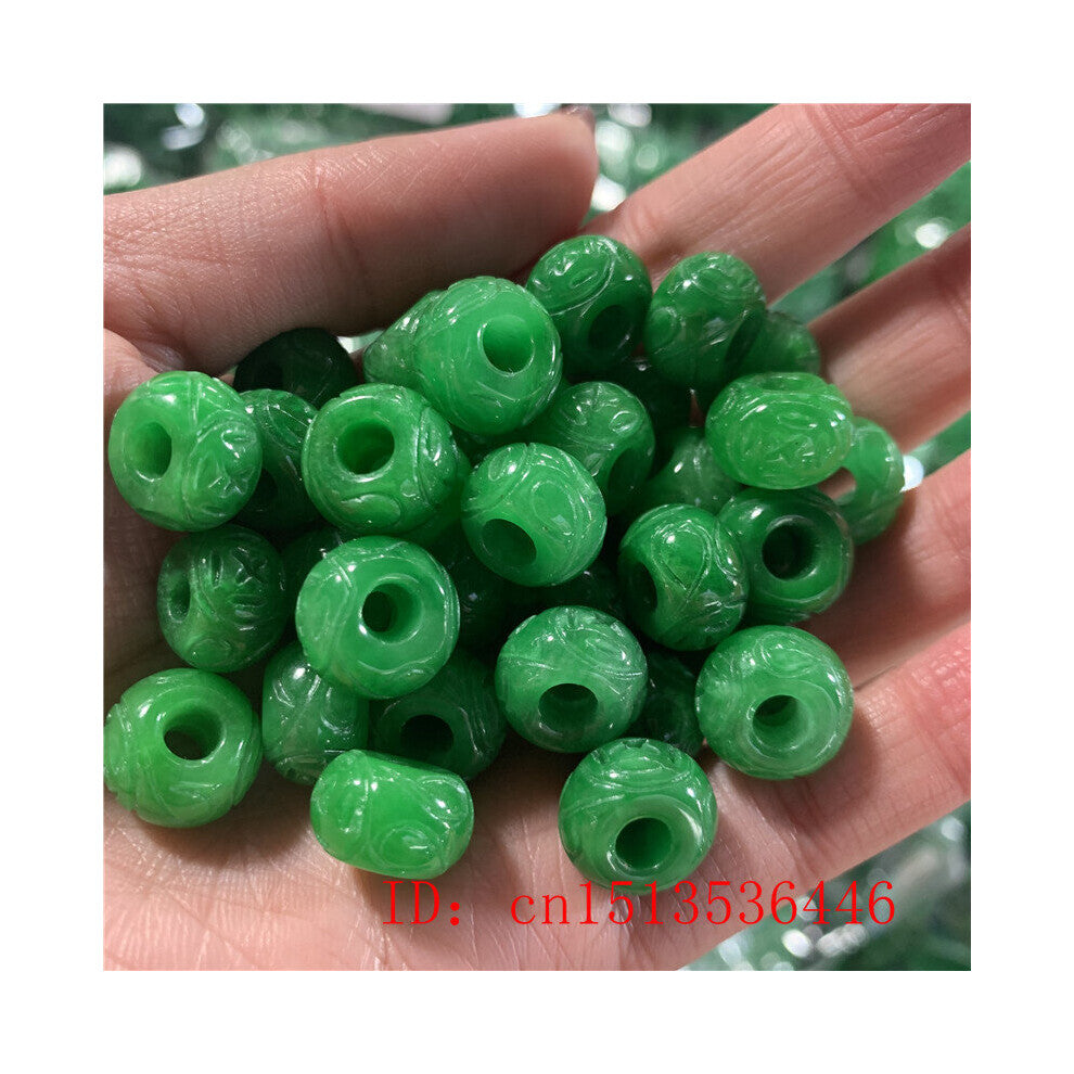 3pc Natural A Green Jade Carved beads DIY Bracelet Bangle Charm Jadeite Jewellery Accessories Amulet for Women Men