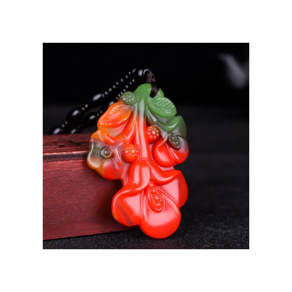 Chinese Jade Flower Pendant Necklace Charm Jewellery Accessories Hand-Carved Amulet for Women Her