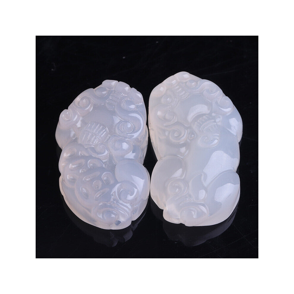 A pair Natural Agate Pixiu Pendant Dragon Necklace Charm Jewellery Accessories Hand-Carved Man Woman Luck Amulet