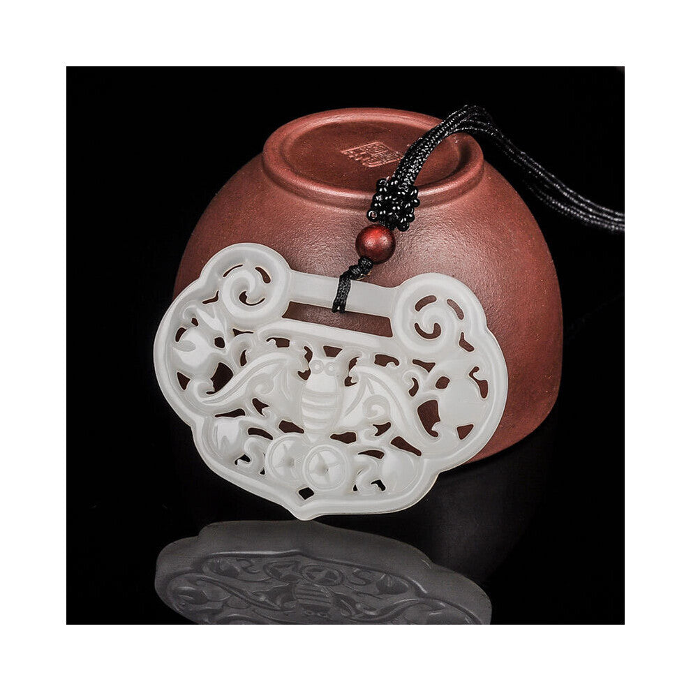 Natural A Green Jade Hollowing Out Bat Pendants DIY Necklace Jadeite Jewellery Accessories Amulet Woman Men