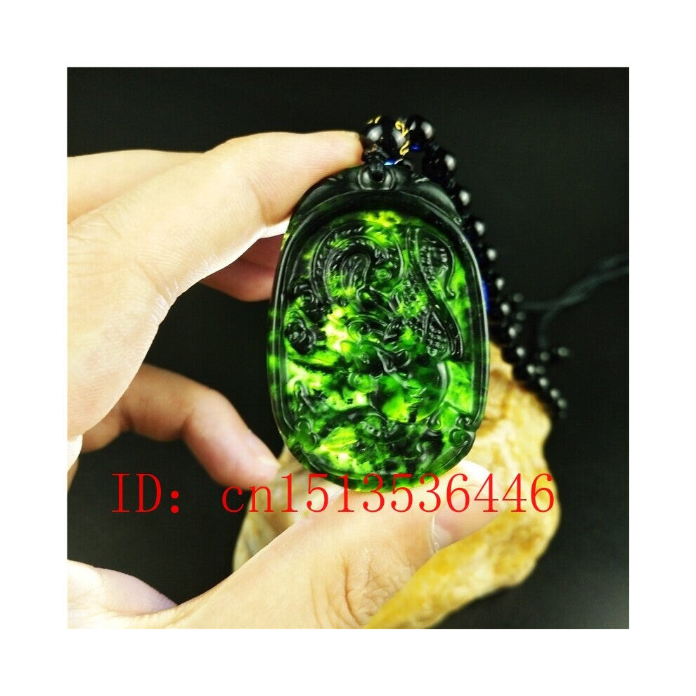 Chinese Natural Green Jade Phoenix Pendant Necklace Charm Jewellery Accessories Men Woman Lucky Amulet