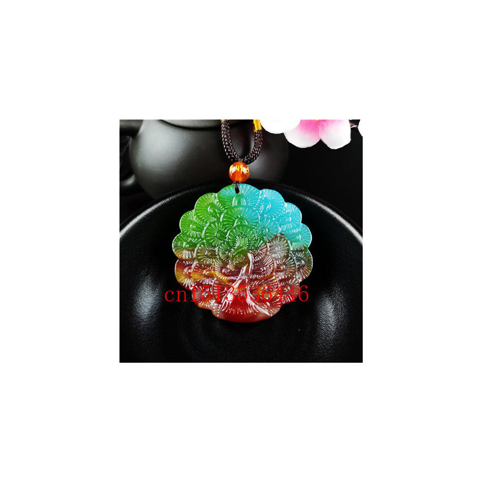 Natural Coloured Jade Peacock Pendant Beads Necklace Charm Jewellery Accessories Hand-Carved Amulet