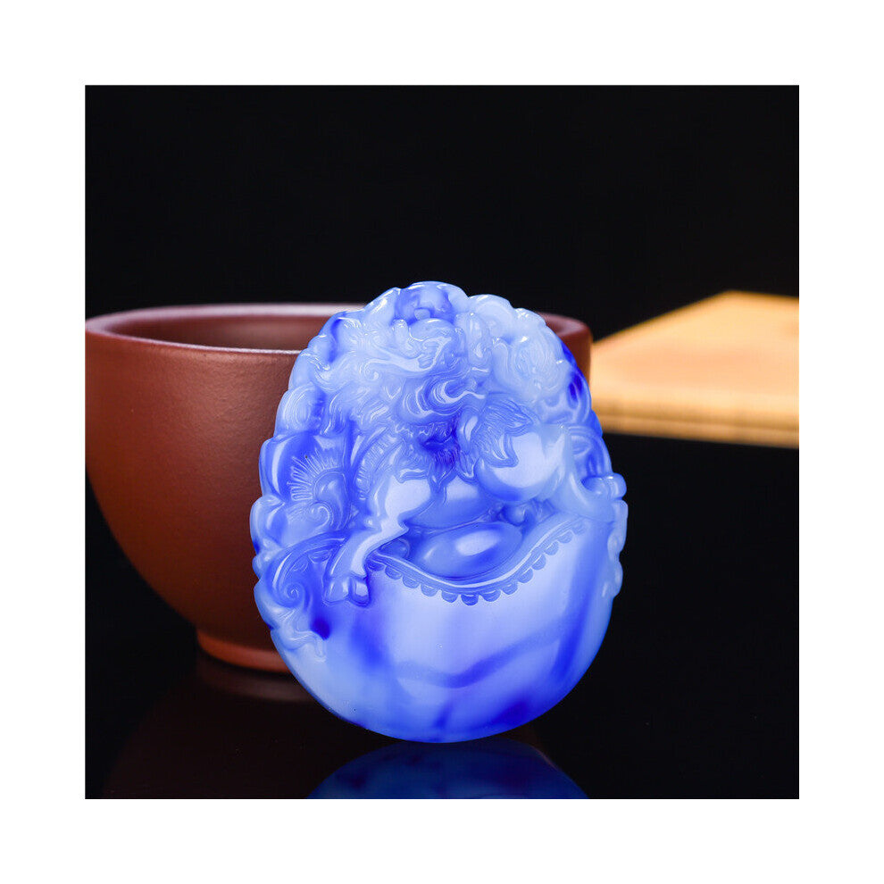 Chinese Natural Jade Dragon Pendant Beads Necklace Charm Jewellery Accessories Hand-Carved Amulet