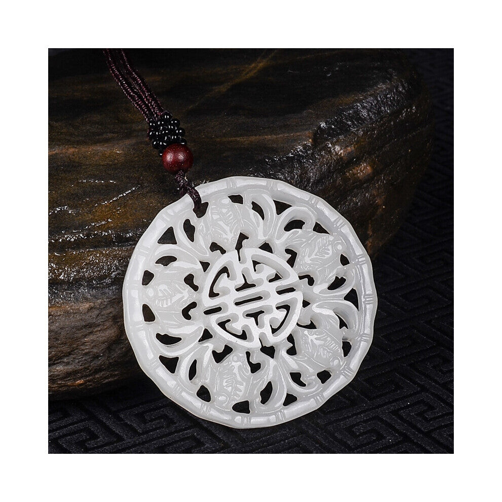 Chinese Jade Double Faced Hollow Bat Pendant Necklace Charm Jewellery Accessories Hand-Carved Man Woman Amulet