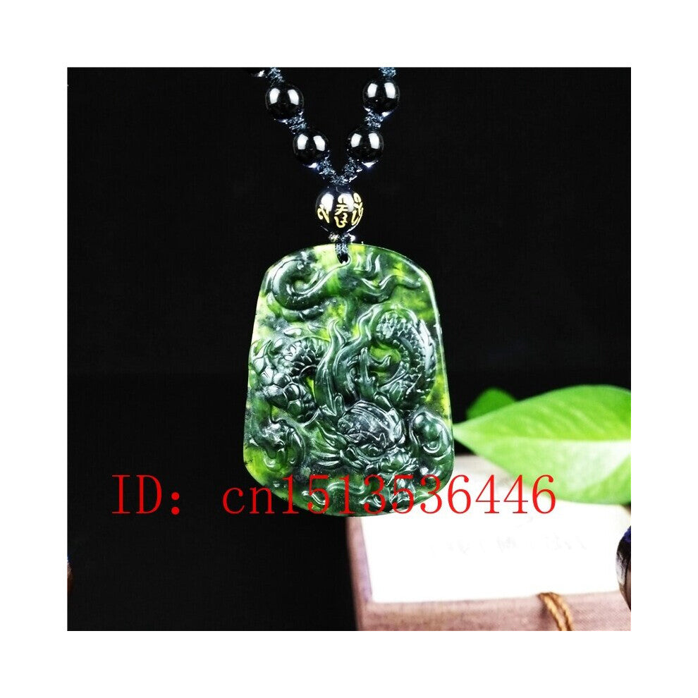 Chinese Natural Green Jade Dragon Pendant Necklace Charm Jewelry Accessories Sweater chain