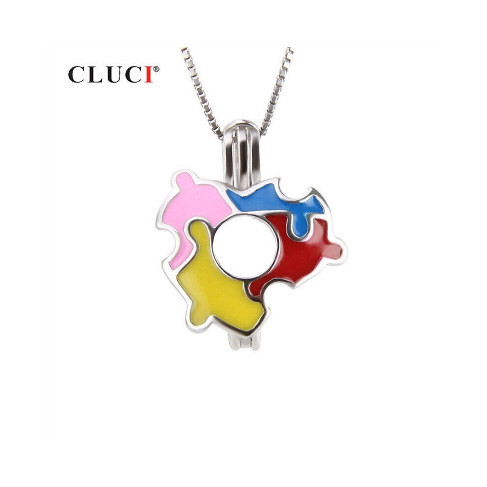 925 Silver Autism Awareness Puzzle Piece Charm Pendant for Necklace Jewelry Making Women Autism Awareness Wear SC267SB