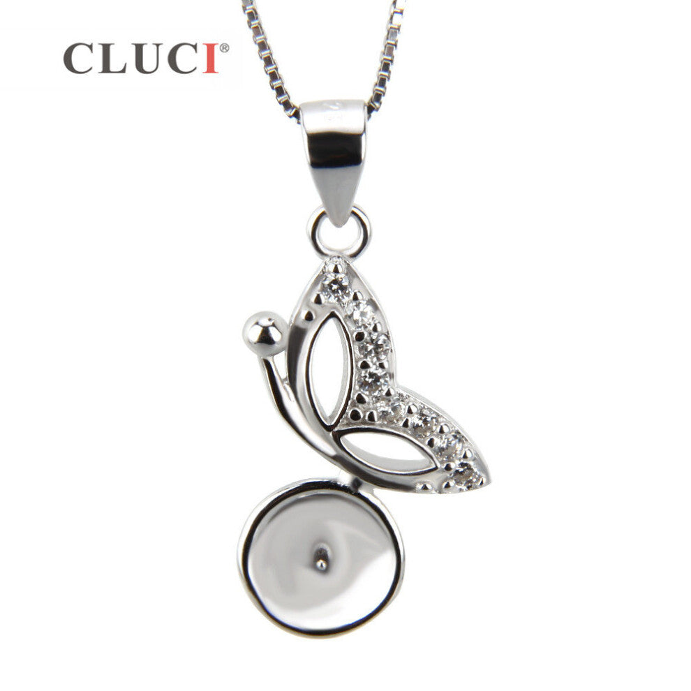 romantic metal necklace Butterfly charms 925 sterling silver pearls locket pendant accessories SP162SB