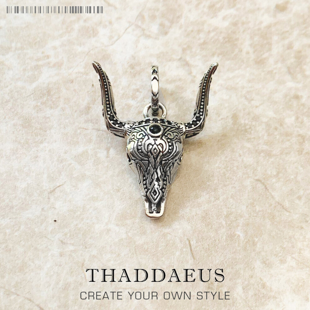 Pendant Blackened Bull Head Fine Jewelry Accessories 925 Sterling Silver Gift For Women & Men