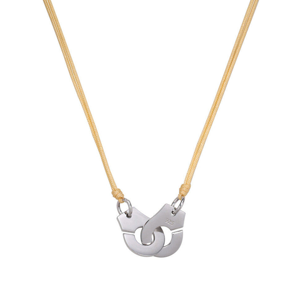 Real 925 Sterling Silver Smooth Handcuffs Necklace Adjustable Length Women Jewelry Menottes Europe