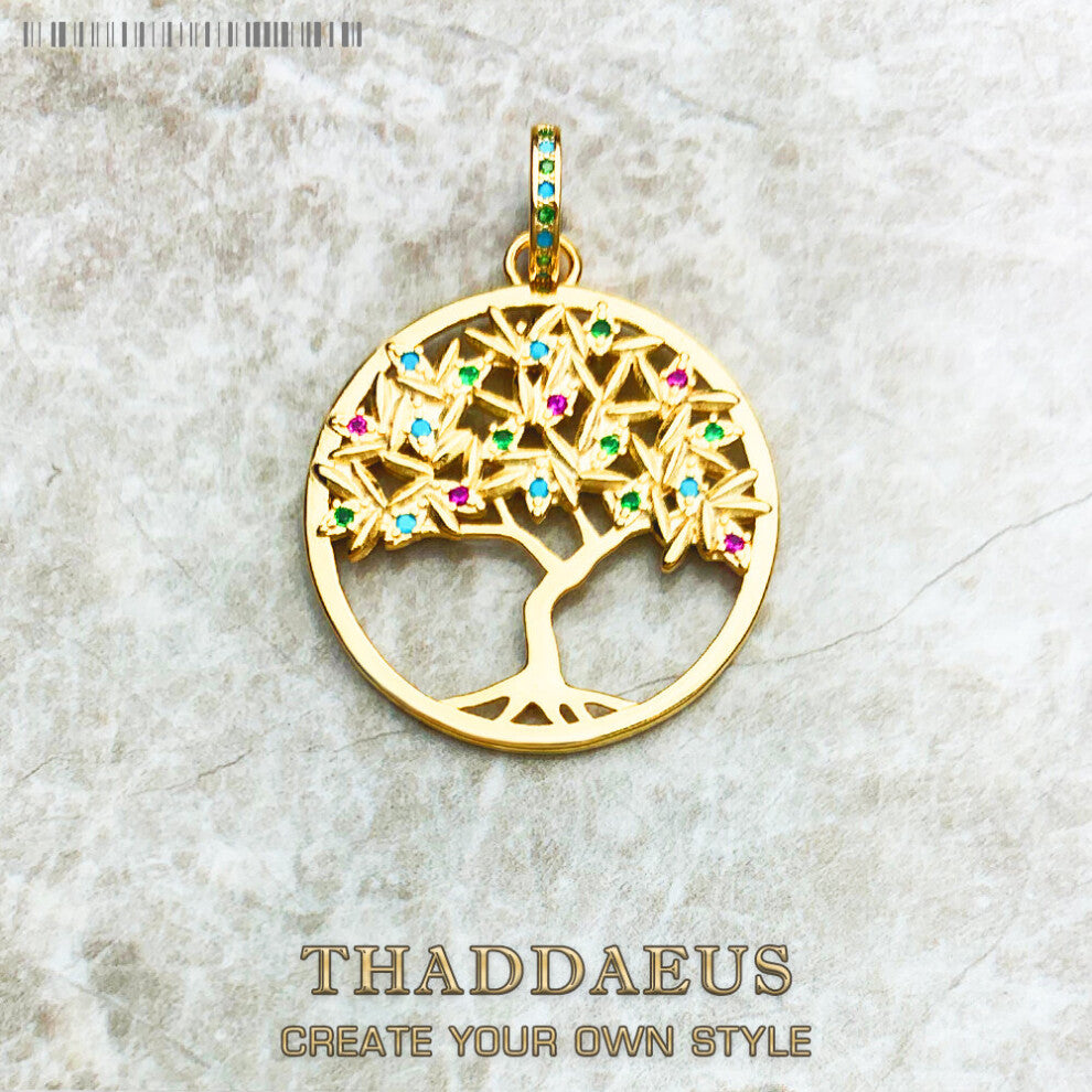 Pendant Colorful Golden Tree 925 Sterling Silver Fine Jewelry Europe Romantic Accessories Gift For Woman