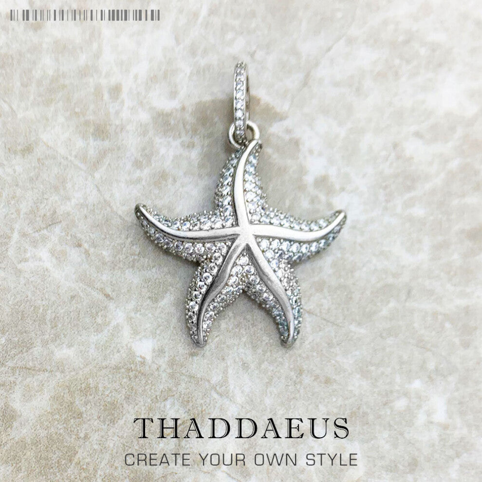 Pendant Sparkling Starfish Summer Fine Jewelry 925 Sterling Silver Accessories Ocean Spirit Gift For Women