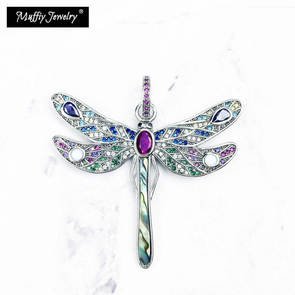 Pendant Colorful Dragonfly 925 Sterling Silver Fine Jewelry Accessories Fit Necklace Bohemia Gift For Women